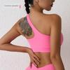 Nude Feel Sports Underwear One Shoulder Yoga Bra Removable Sports Beauty Back Bra Fitness Sports Outer Wear Sloping Shoulder