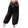 Costumes de Danse du Ventre Pantalons Lanterne à Monnaies pour Danse du Ventre Mousseline fendue Sequins Pantalons Sarouel pour Yoga Pantalons de Danse du Ventre
