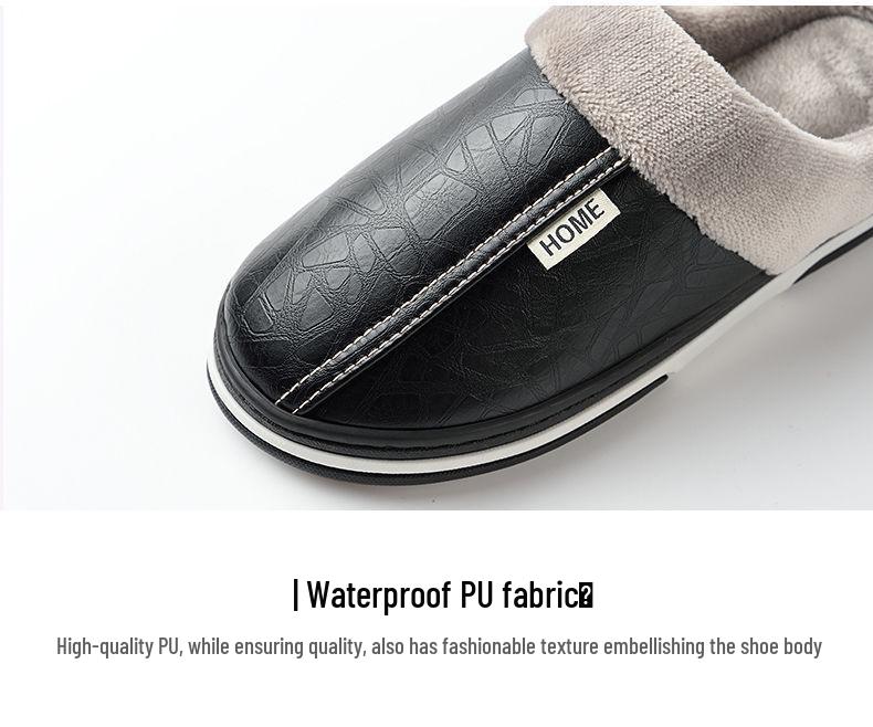 Men's Extra Large Waterproof Cotton Slippers - Winter Indoor Non-slip Warm Shoes