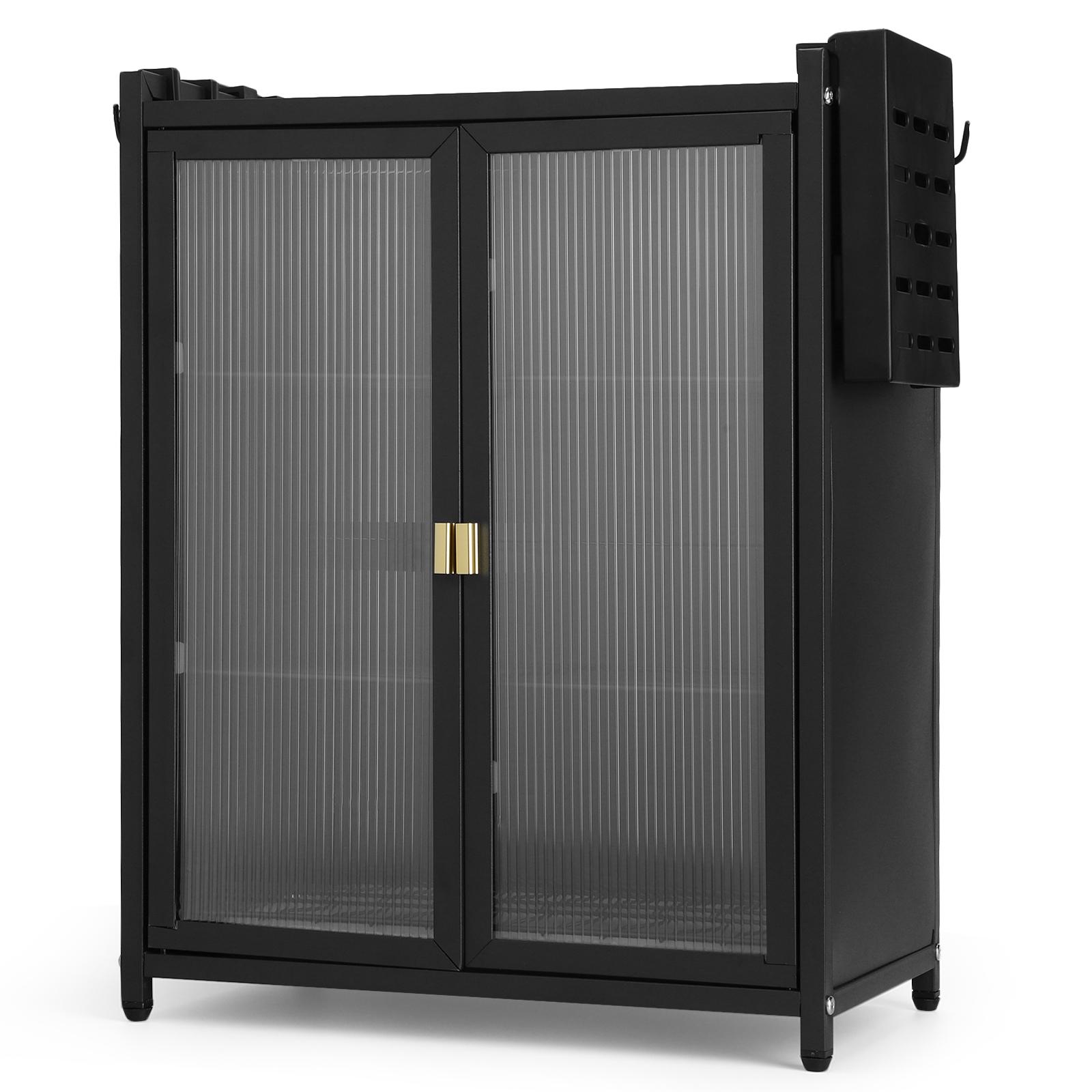 

3-Tier Kitchen Storage Cabinet Steel Over The Sink Dish Drying Rack Large Over The Sink Dish Rack with Cover Kitchen Drain Shelf