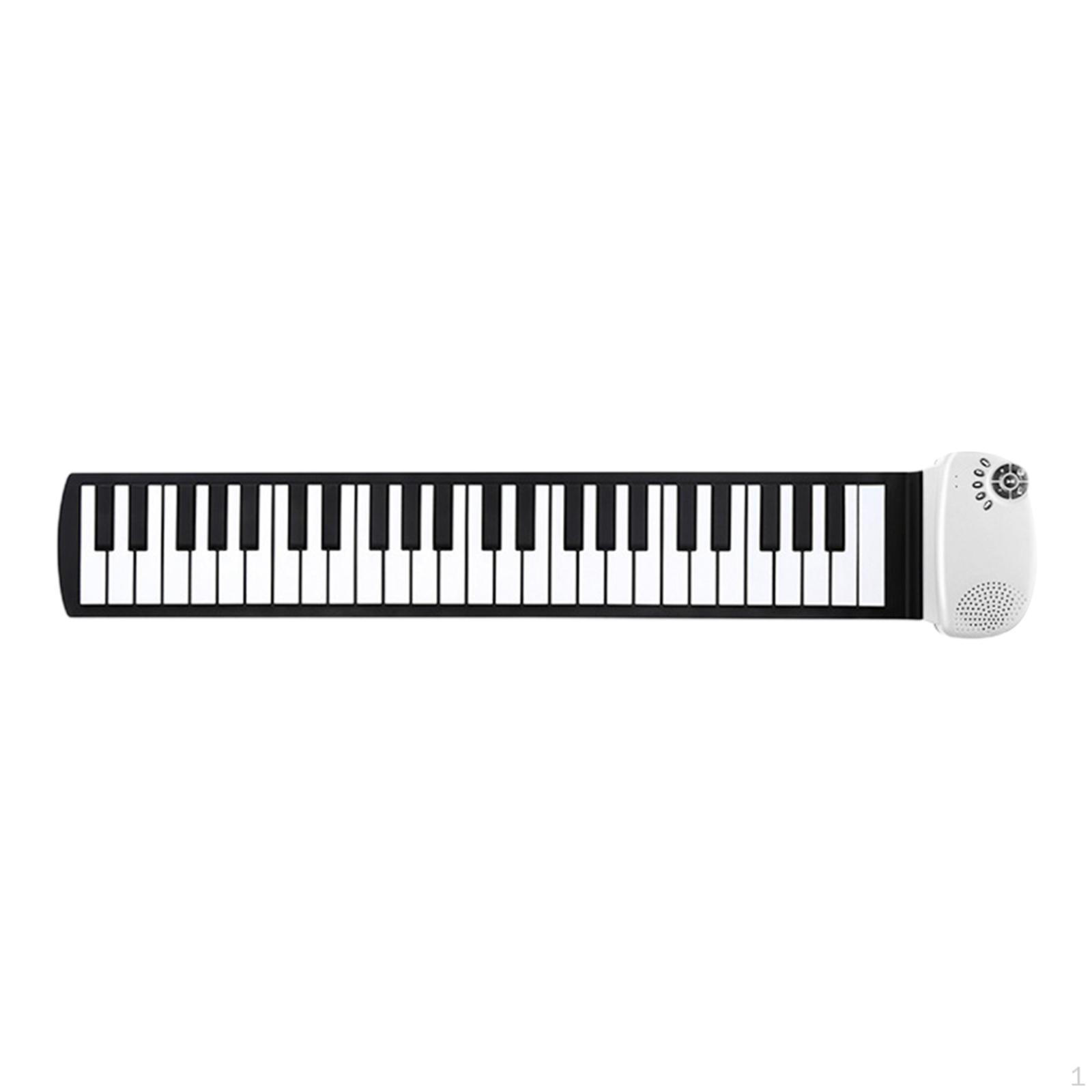 

49-клавишная клавиатура Roll up Piano Electronic Hand 10 демонстрационных песен Портативный музыкальный инструмент белый
