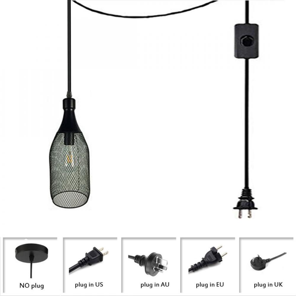 Buy Creative Ceiling Light Fixture Vintage Industrial Black Wire Bottle