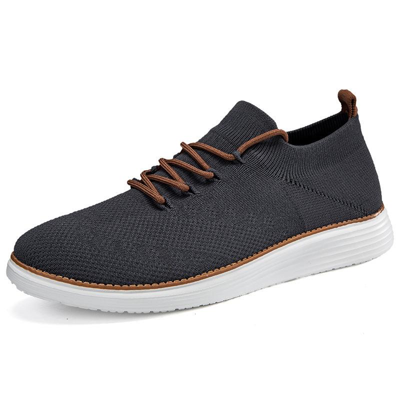 New lightweight lace-up casual breathable fly-woven loafers men's large-size sports shoes