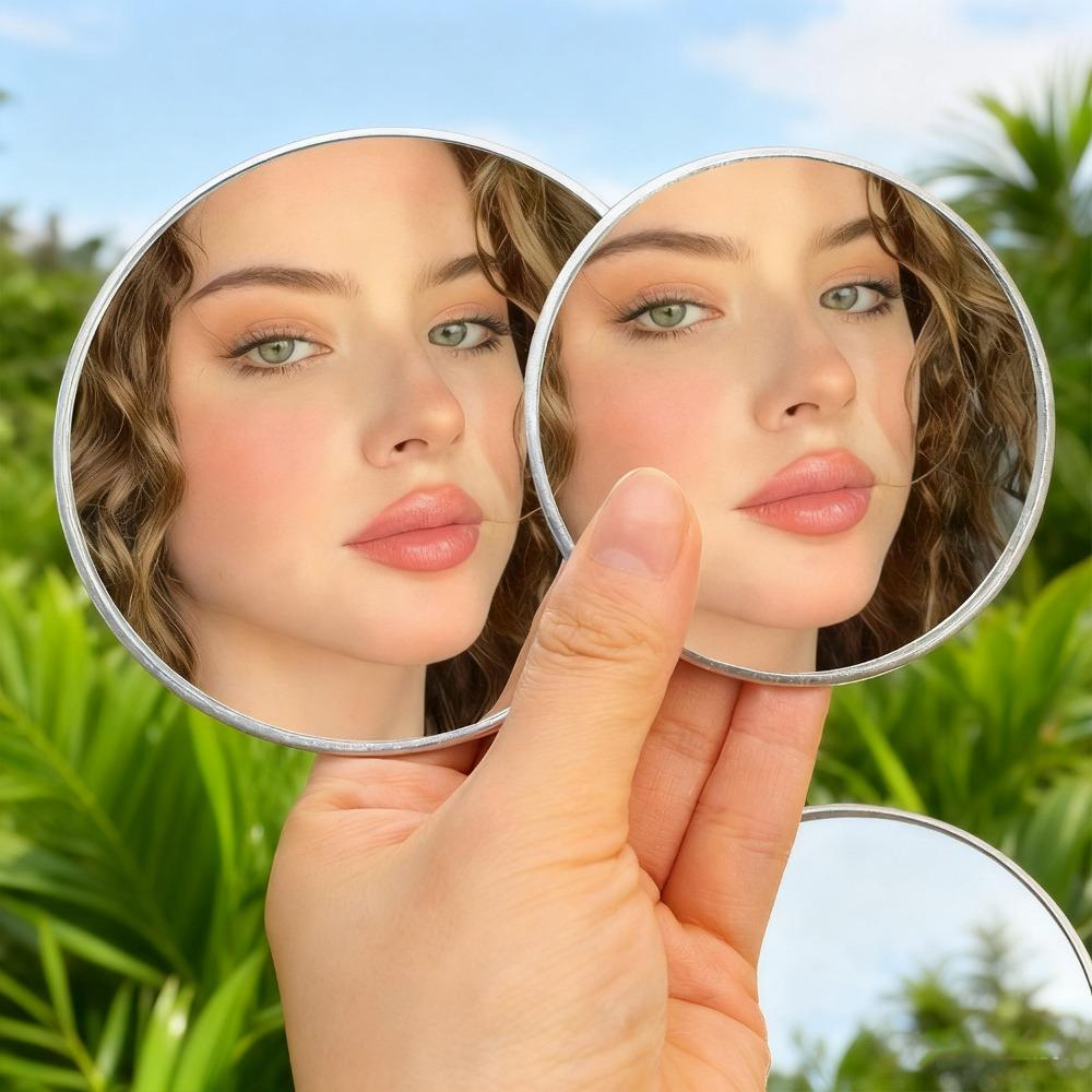 7.5cm/9.5cm Mini Hand-held Selfie Convex Mirror Travel Trip Pocket Selfie Mirror TikTok INS Fashion Mirrors for Traveling Alone