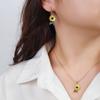 2pcs White Leaf Yellow Sunflower Necklace Earrings Zircon  Jewelry Set Gold Tiny Chain Trendy Fashion Woman Vacation Jewelry