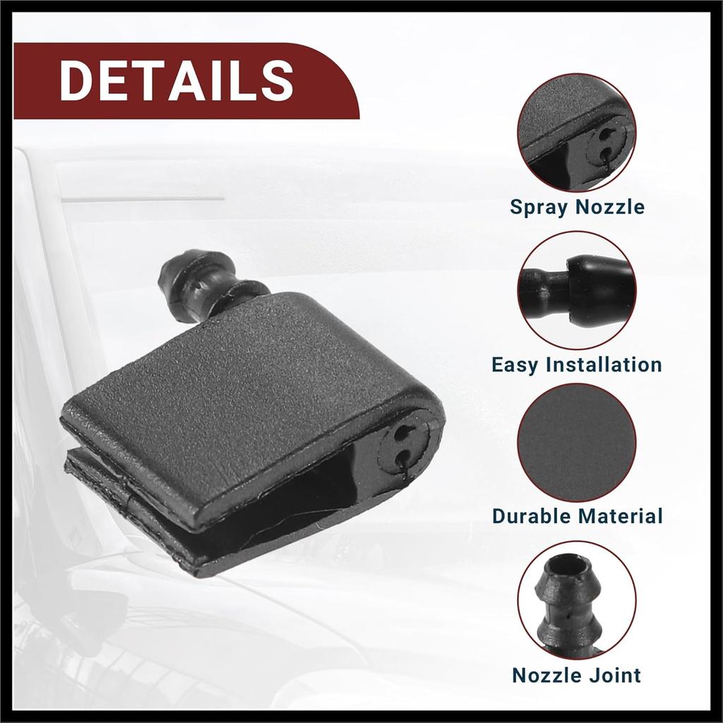 Windshield Washer Nozzle for Mercedes-Benz Sprinter Durable No.2E1955985 Windscreen Washer Sprayer Nozzle Black Front with Hose and Connectors 1 Set
