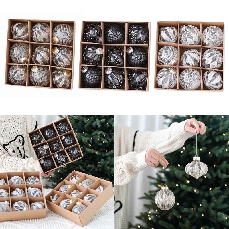 9 Stück/Set Weihnachts-Hängekugel Christbaumkugel für Weihnachtsbaumdekoration Feiertags-Hochzeits-Party-Dekor 2024 Neujahrsgeschenk