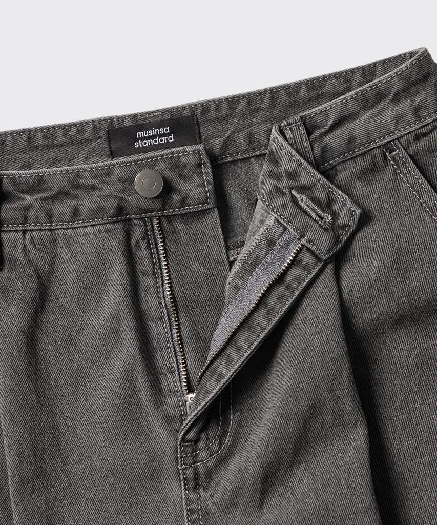 MUSINSA STANDARD WOMAN Women'S One-Tuck Wide Denim Pants [Gray]