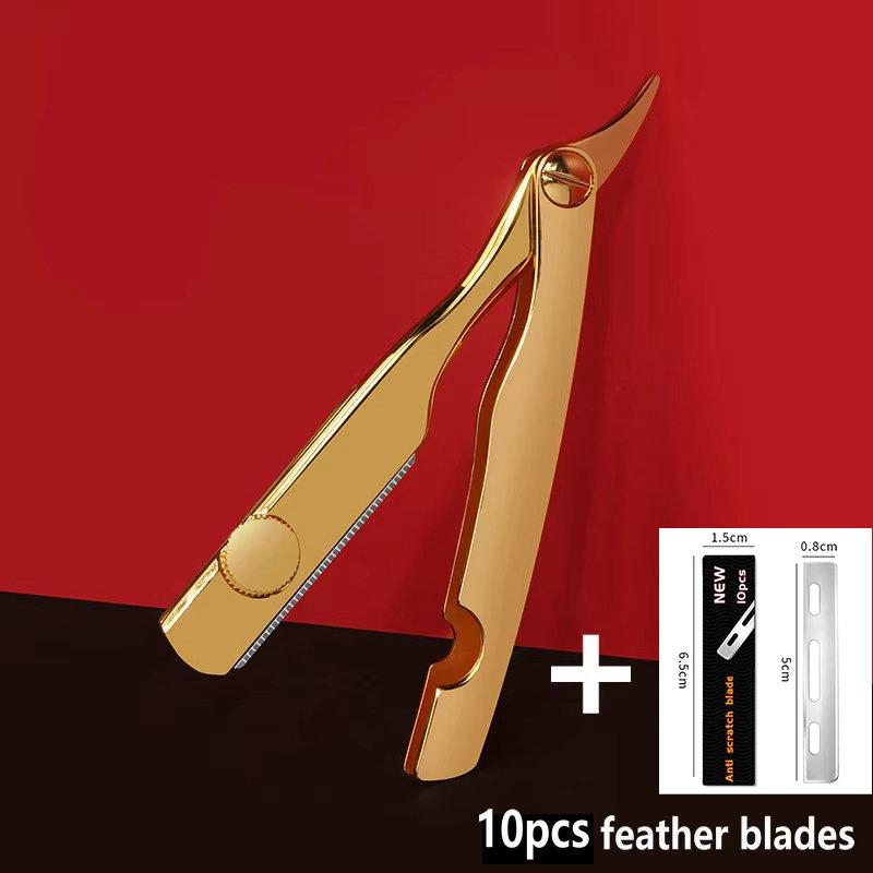 New Men's Straight Hairdresser Razor Hair Removal Shaving Zinc Alloy Armpit Hair Folding Razor Hair Removal Tool