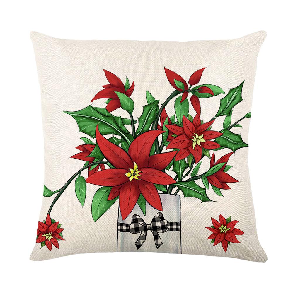 Santa Claus Print Pillow Cover Linen Home Living Room Sofa Cushion Cover Pillow Cover