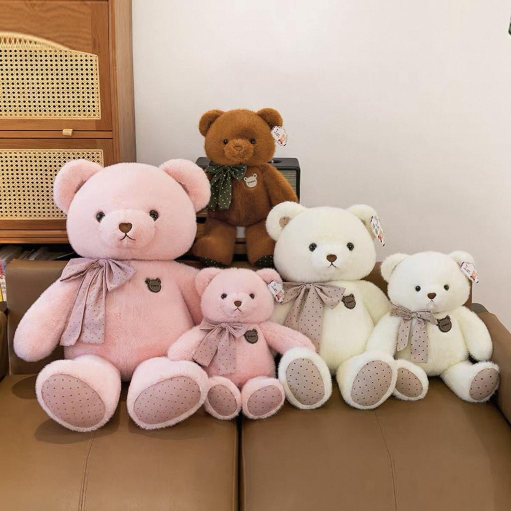 New Golden Sable Teddy Bear Plush Toy Cute Bow Bear Doll Children's Pillow Doll