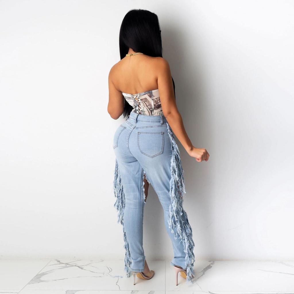 Flare Pants Women Ripped Jeans Fashion 