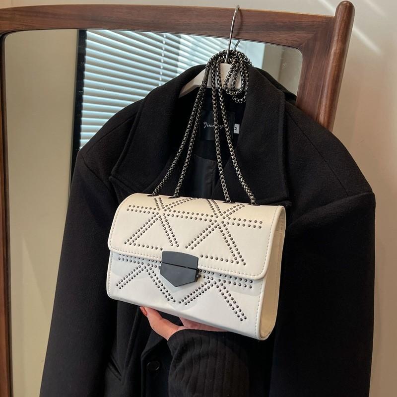 Elegant Fashionable Small Square Crossbody Bag For Women In Black And White With Trendy Street Style