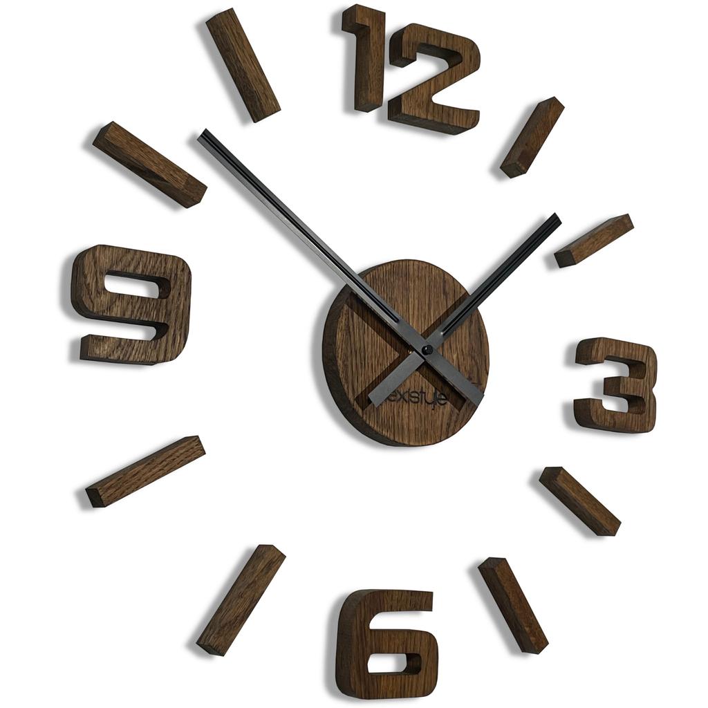 Wooden oak wall clock EKO 75cm brown