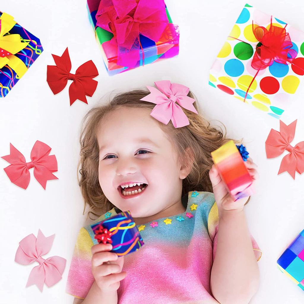 2 szt. 3-calowych kokardek do włosów dla dziewczynek z rypsowej wstążki, akcesoria do włosów dla małych dzieci ze spinką krokodylkową, kokarda dla małych dziewczynek, niemowląt