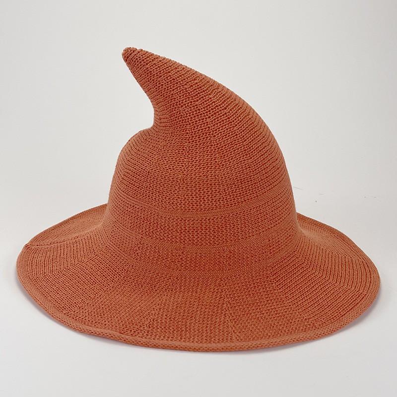 Faltbarer Strick-Hexenhut Halloween Kostüm Party Kegelspitze Breiter Rand Damen Accessoire In Mehreren Farben