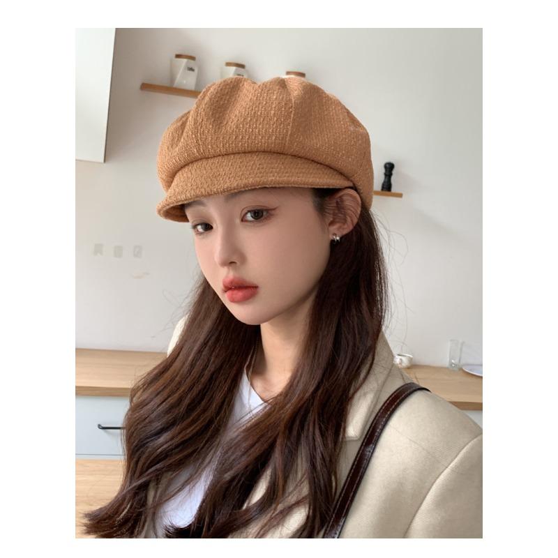 Podzimní a zimní nový klobouk Dámský jednobarevný univerzální osmihranný klobouk Malý dýňový klobouk
