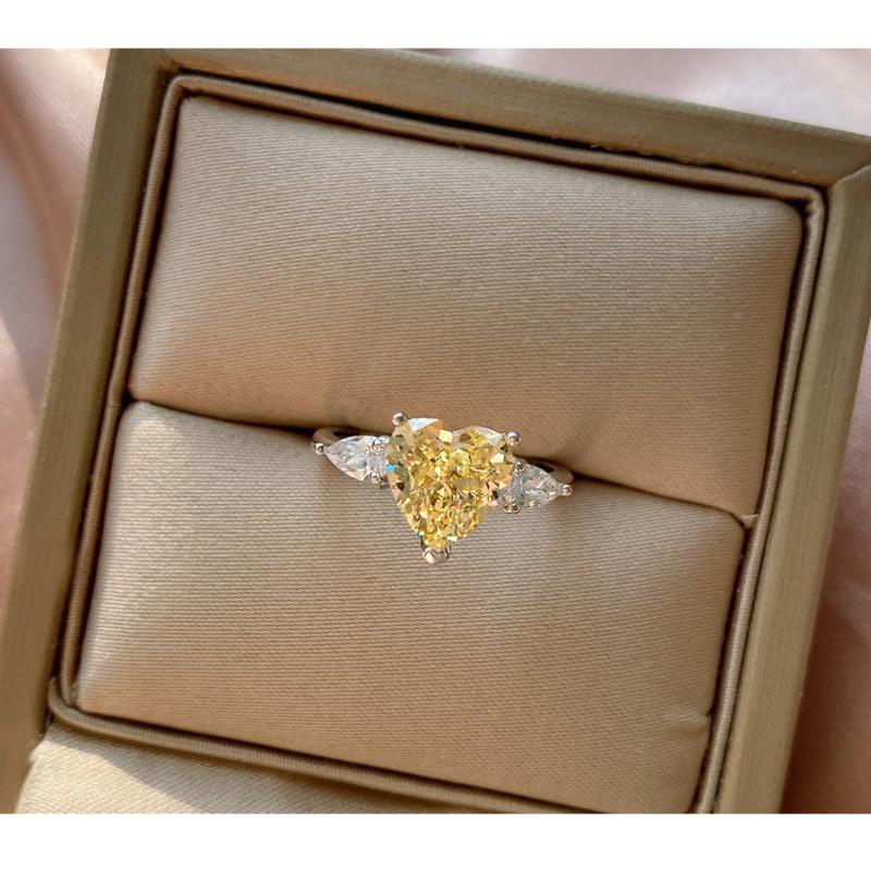 Gica Gema New Silver 925 Jewelry Heart-shaped Temperament Elegant Ring Women's Exquisite Jewelry Silver Party Senior Valentine's Day Gift