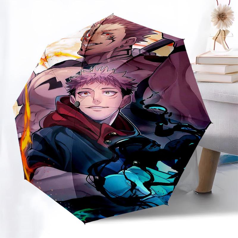 1pc "Jujutsu Kaisen" Outdoor Umbrella - Automatic Opening/Closing, Portable 3-Fold Design with 8-Rib Iron Frame - Perfect Gift for Fans, Travelers, Da