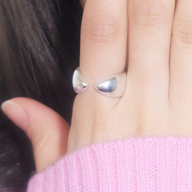 geegee [silver925] leaf open ring - 2color