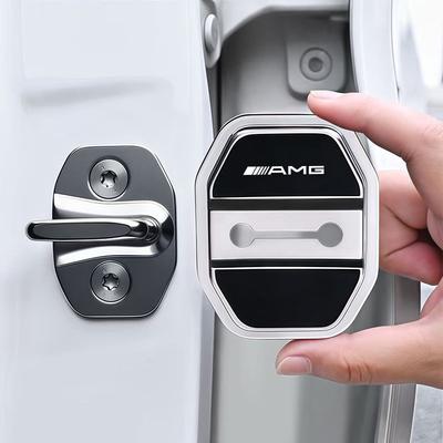 WOOY7 4Pcs Silicone Car Door Lock Cover Protective Buckle Cover Sticker For Mercedes Benz AMG GLC W203 W206 W220 W205 W211 W212 W201