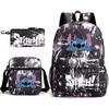 Printed Schoolbag Three-Piece Set, Primary And Secondary School Schoolbag, Backpack, Shoulder Bag, Pencil Bag.