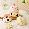 KANGMO 5-inch Cartoon Ceramic Stew Pot with Lid and Spoon