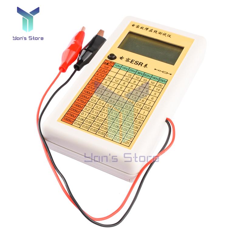 LCD Capacitance ESR Meter Fault Online Tester Internal Capacitor Ohmmeter Resistance Meter 0.01—99/1—9.9/10—99 Ohm Range Test