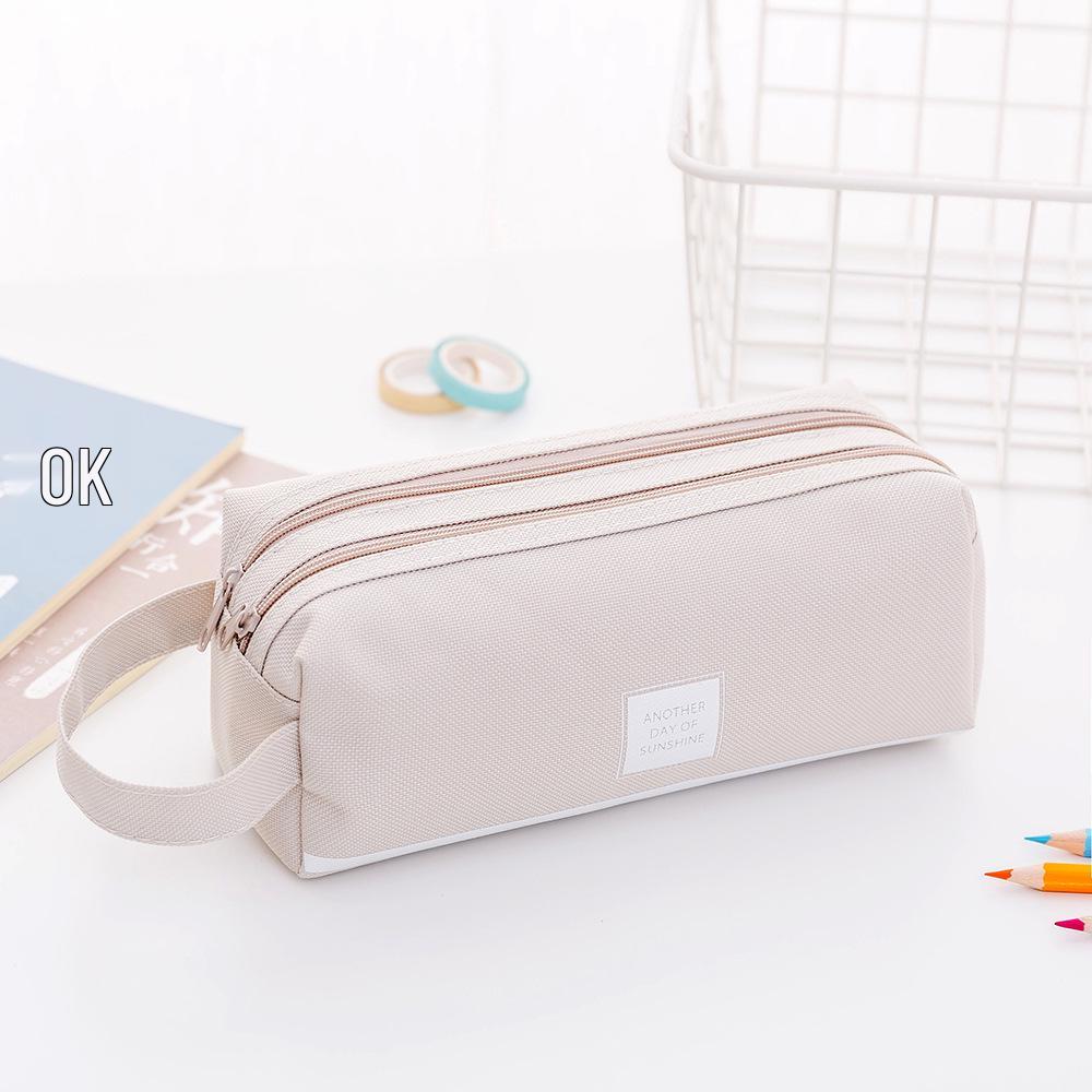 Creative Double-Layer Oxford Cloth Pencil Case with Large Capacity and Dual Zippers