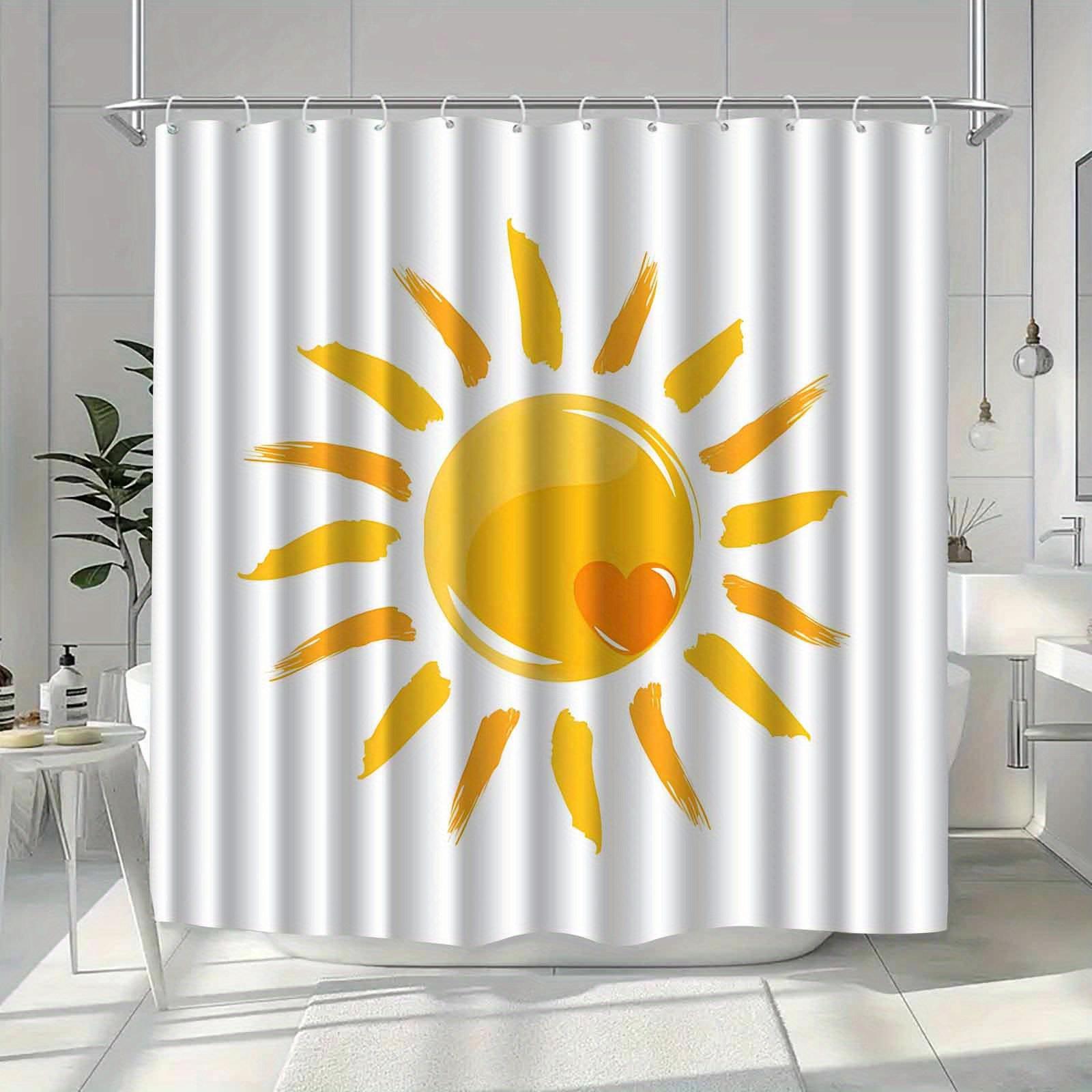 

Modern Minimalist Sun And Heart Pattern Shower Curtain, Made Of Polyester Fabric, Machine Washable, Suitable For Bathroom Dcor. W60H190(CM)-1 Pcs