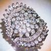 Huitan Flower Design Wedding Rings for Women Gorgeous AA Cubic Zirconia Crystal Rings Anniversary Party Temperament Lady