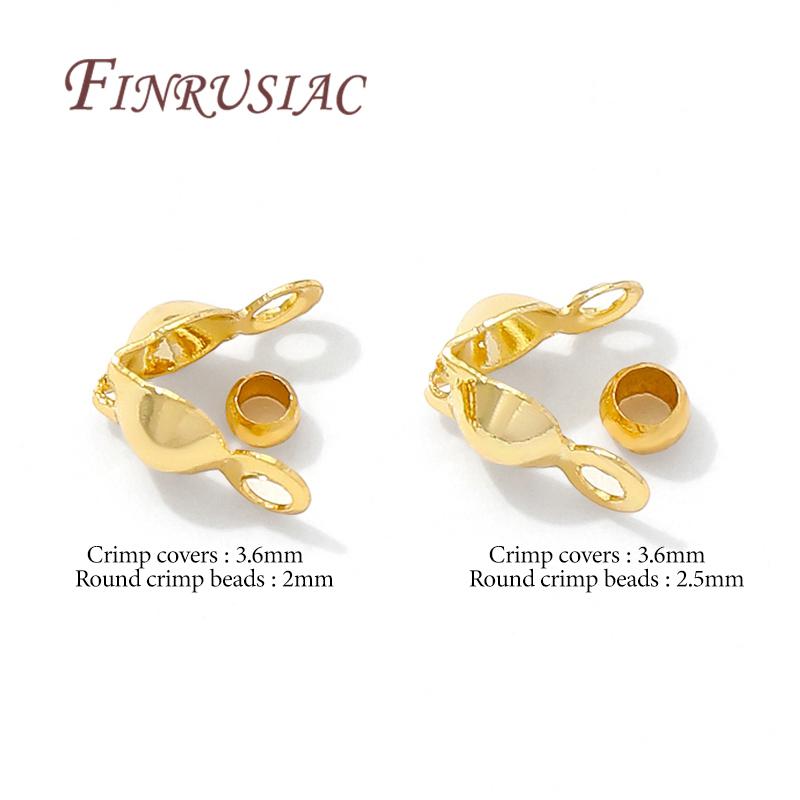 100pcs/lot 18K Gold Plated Connector Clasps Crimps Beads For Bracelets Necklace DIY Jewelry Making Supplies,Crimps Cover