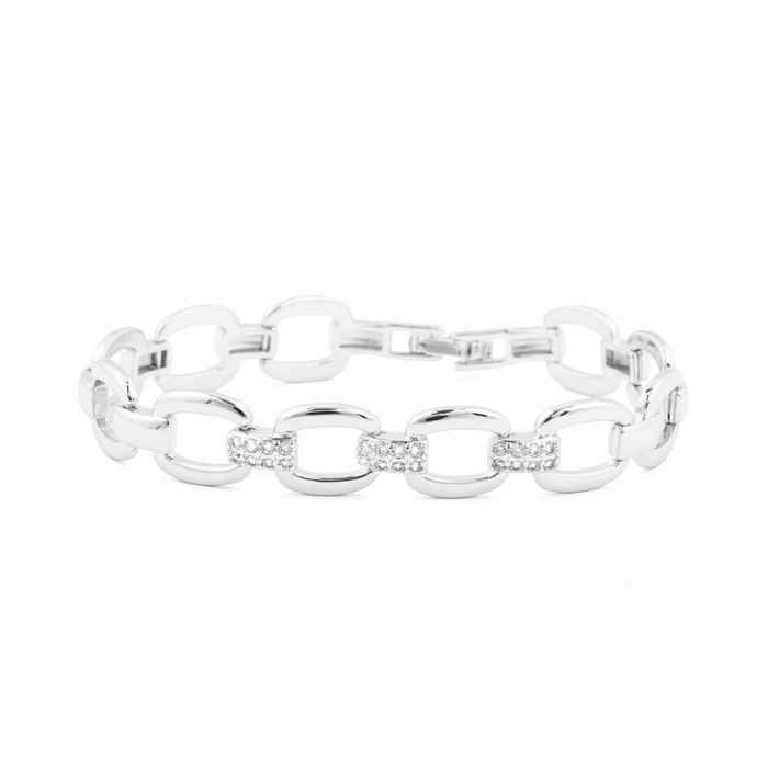 Bracelet - LUXENTER - Insio - Oxyde de zirconium blanc - Finition rhodiée - Longueur 18 cm