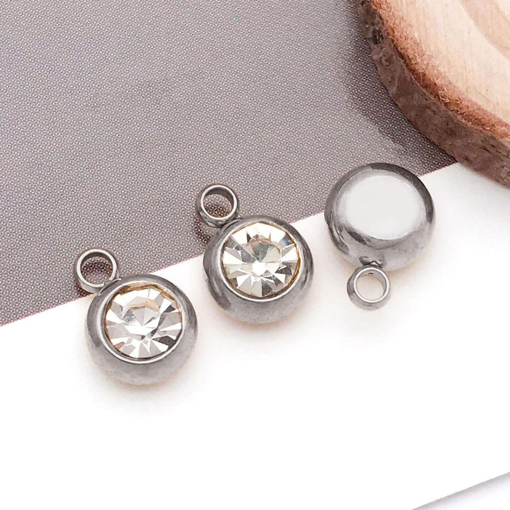 Twelve Color Birthstone Round Titanium Steel Pendant for DIY Jewelry