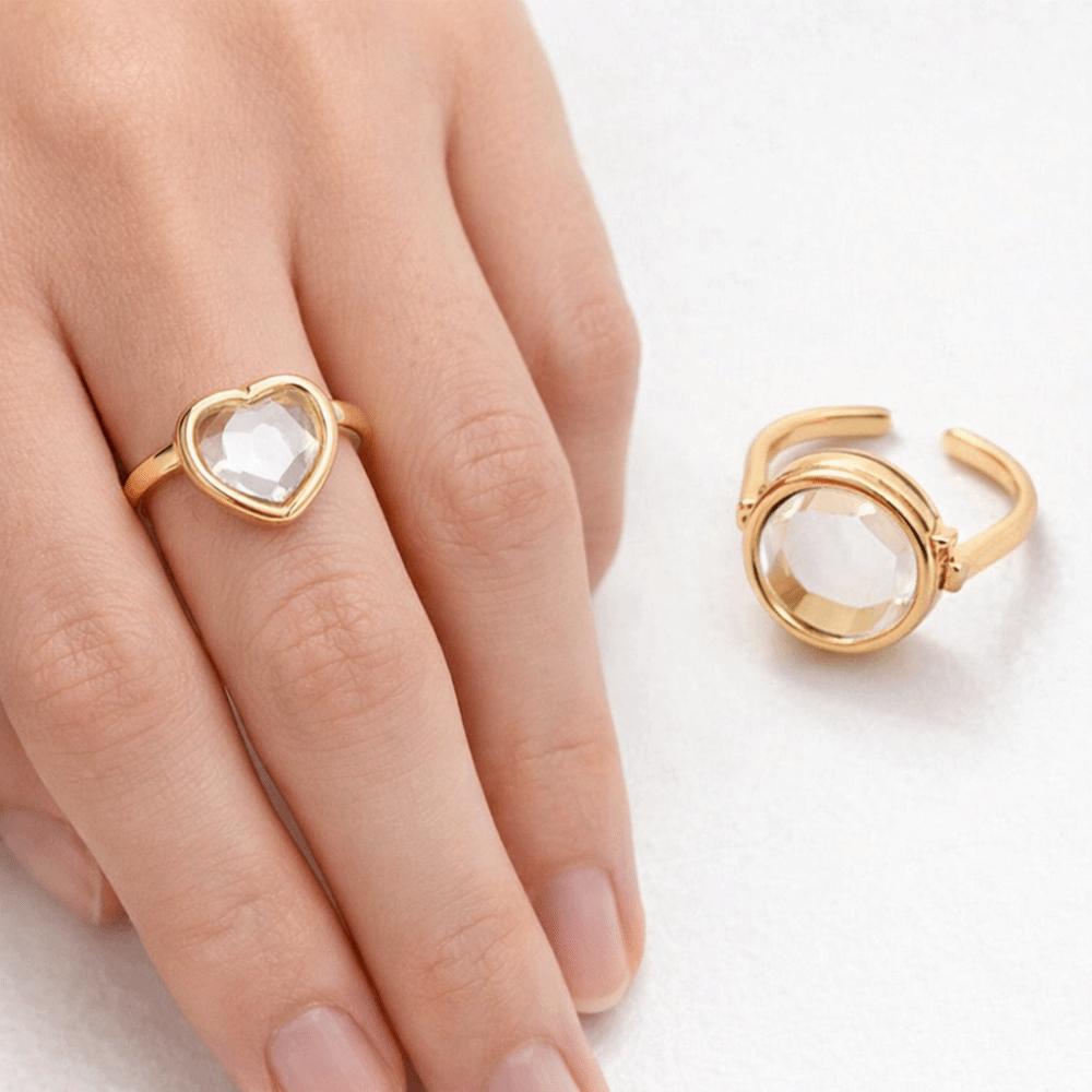 Hollow Circular Box Ring DIY Design Transparent Box Ring Cute Heart-shaped Box Ring Accessories