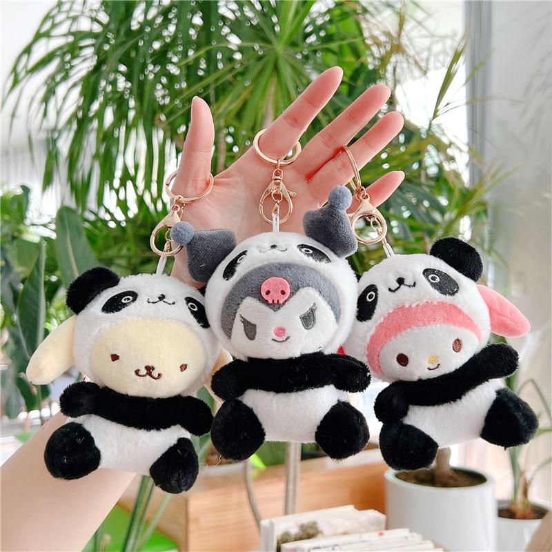 Cute Panda Plush Keychain Doll Cartoon Stuffed Animal Pendant Bag Charm Accessory