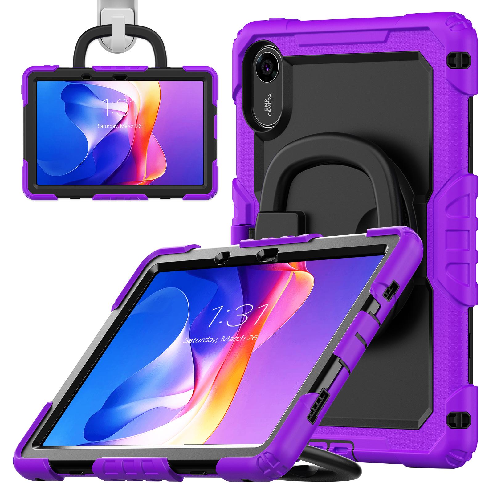 

For Xiaomi Redmi Pad 2 Kickstand Case with Stylus Holder PC Silicone Tablet Cover Purple