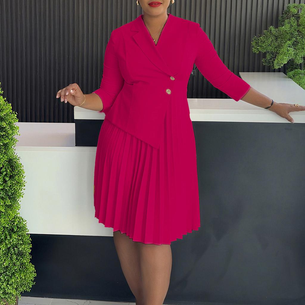 Autumn new autumn elegant fashion suit collar seven-quarter sleeve temperament commuter dress