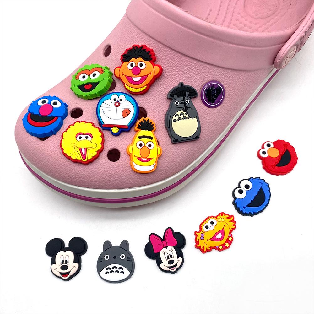 13-Piece Cartoon Shoe Charms: Sesame Street & Mickey, Soft Rubber, Fits Crocs Garden Shoes