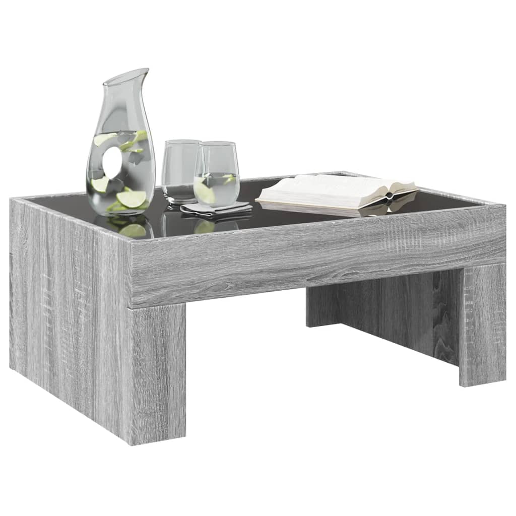 Coffee Table With LED Infinity, Sonoma Oak Grey, 70X50X30 Cm