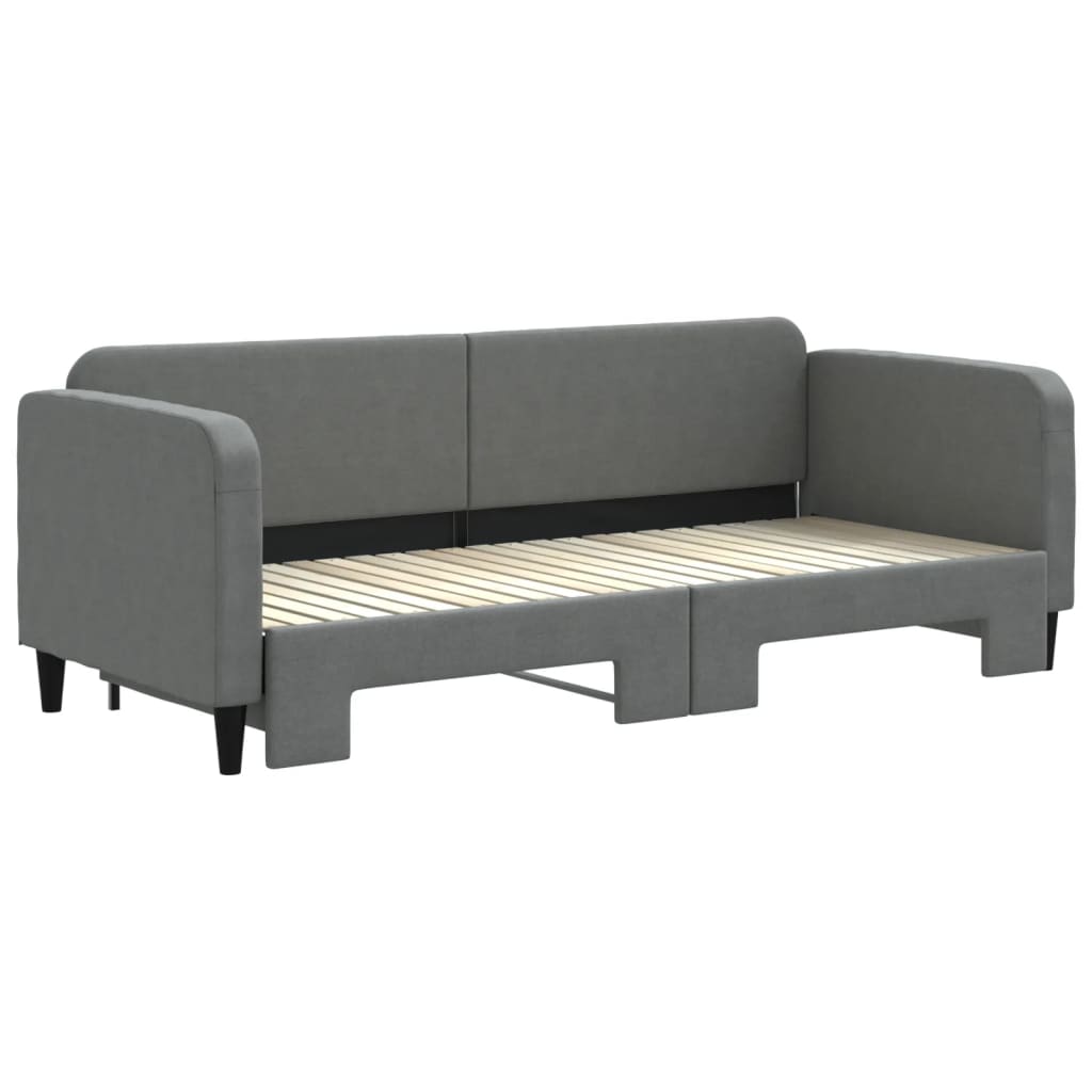 Pull Out Daybed Dark Grey 80 X 200 Cm Fabric