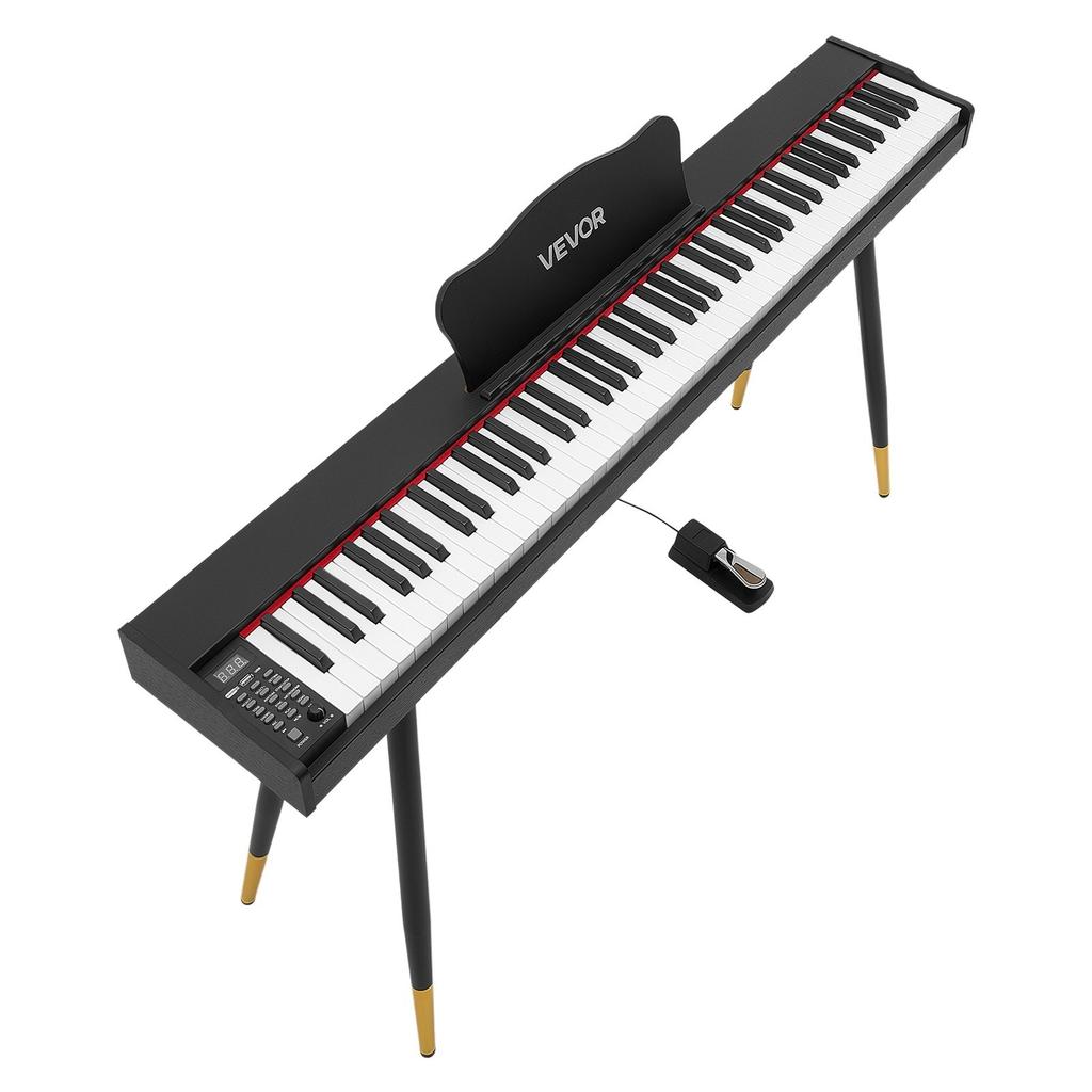 Digital Piano 88 Keys Semi Weighted Full Size Keyboard Stand Black, for Beginners, 600 Tones, 600 Rhythms, Electric Piano, with Sustain Pedal,