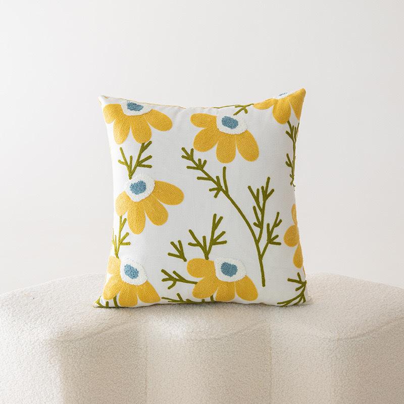 New Canvas Towel Embroidered Pillowcase Ins Pastoral Home Style Living Room Sofa Decoration Cushion Waist Pillow