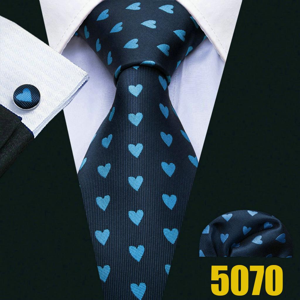 Barry.Wang Fun Animal Ties for Men Novety Design Handkerchief Cufflink Casual Woven Necktie Set