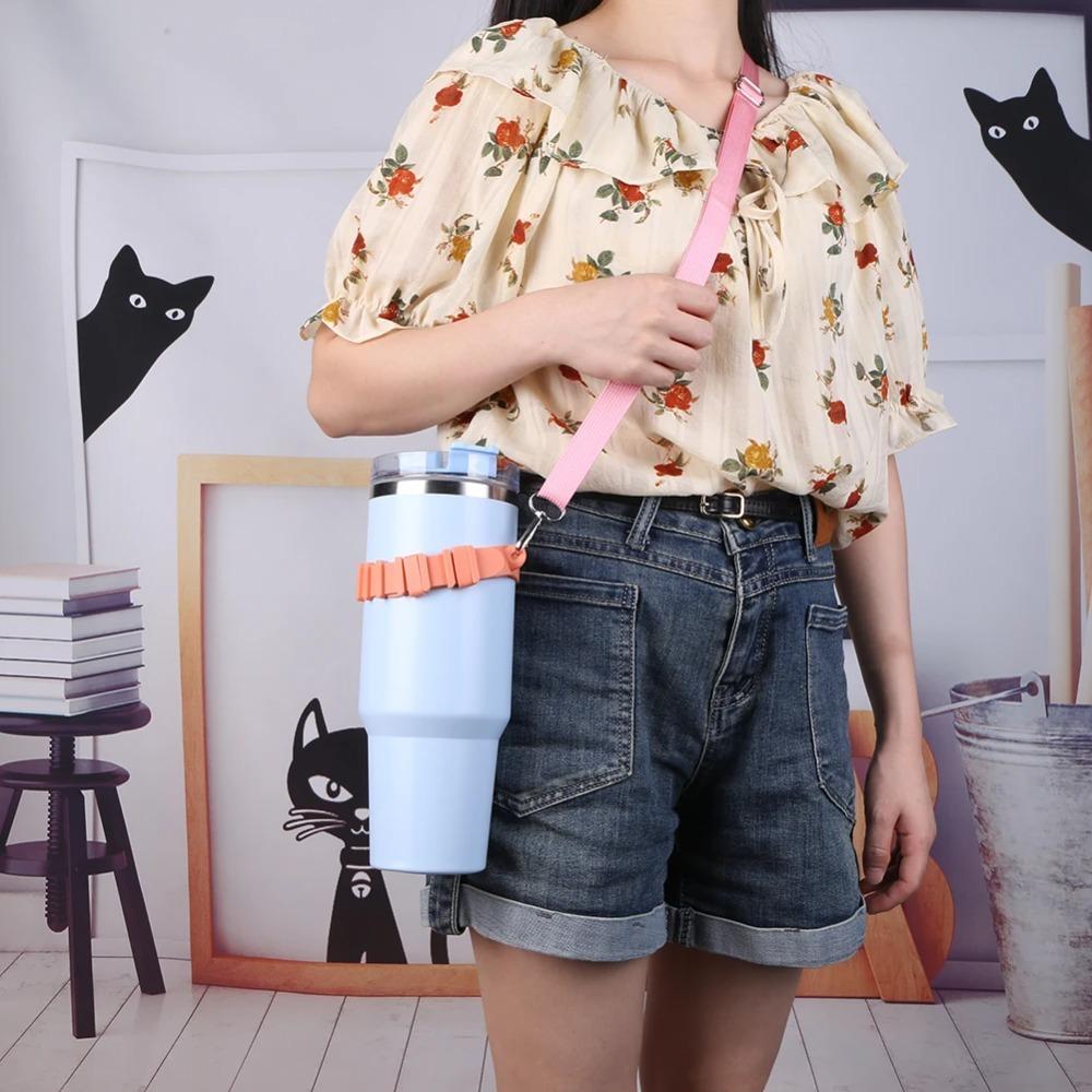 Hands Free Thermos Cup Holder Silicone Ring Water Bottle Lanyard Water Bottle Carrier  Outdoor