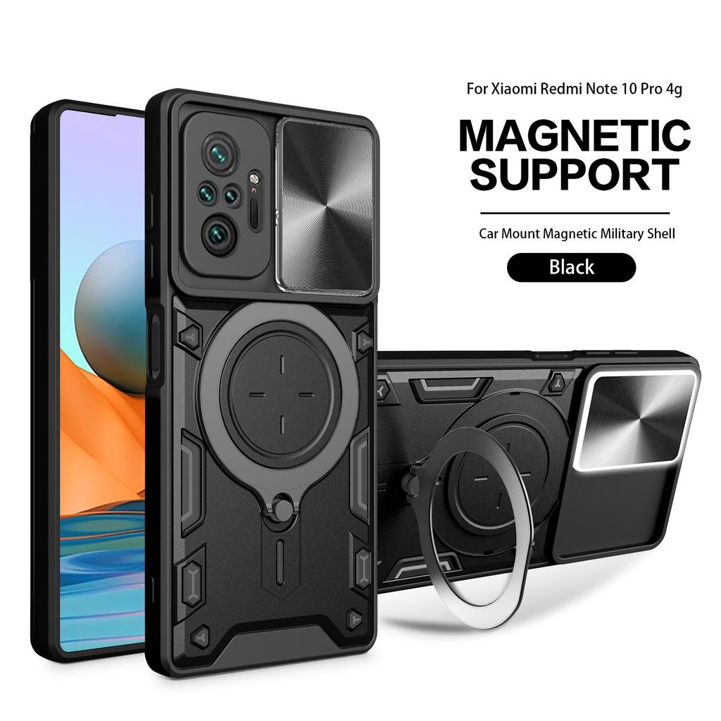 Magsafe Magnetic Camera Protection Case For Redmi Note 10 Pro 10s Armor Hybrid Metal Ring Back Cover For Redmi 10A 11A 9T 9C NFC