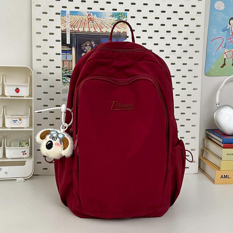 Korean version ins style solid color small fresh schoolbag women, junior high school girls, high school students backpack light travel backpack