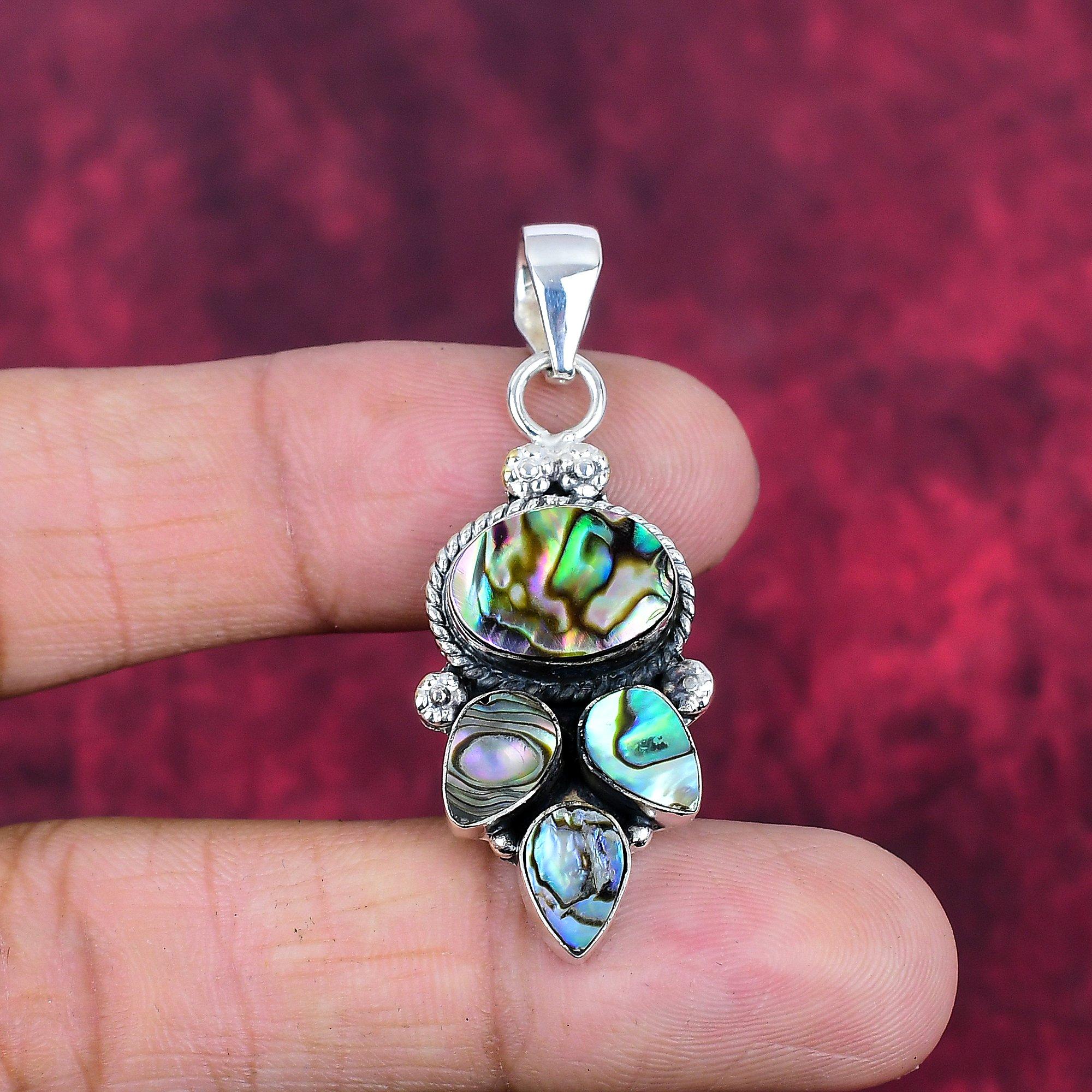 

Подвеска из цельного серебра 925 пробы с ракушкой Abalone Shell, ювелирные изделия с подвеской из драгоценных камней ручной работы, подарки для жены, абсолютно новый кулон 1.85 Inches