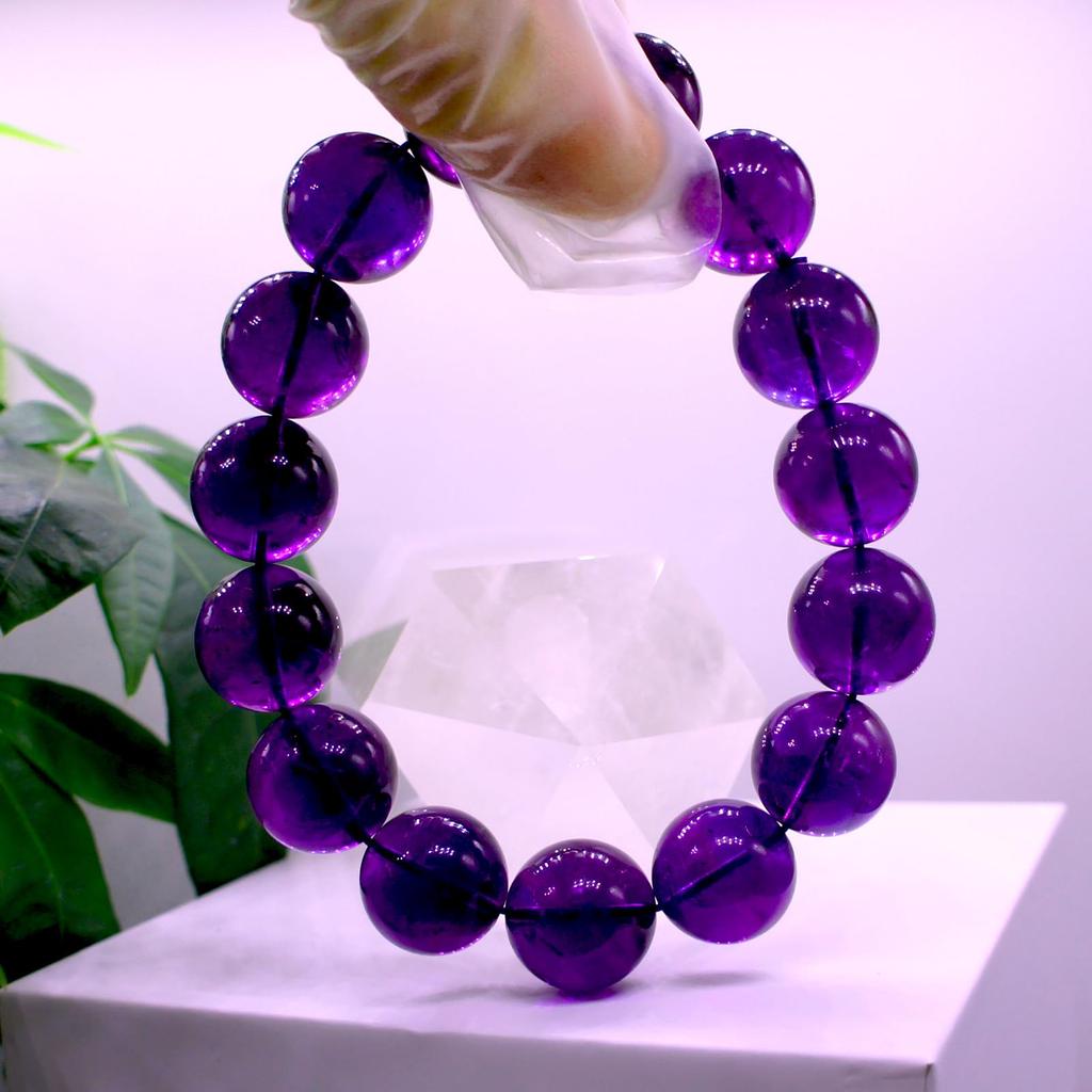 Amethyst Natural Carefully Highly Beautiful Good Includes Beading Wire and Perfect for Christmas or New Gifts [TANAKA YA] Bracelet, 16.1mm Amethyst,