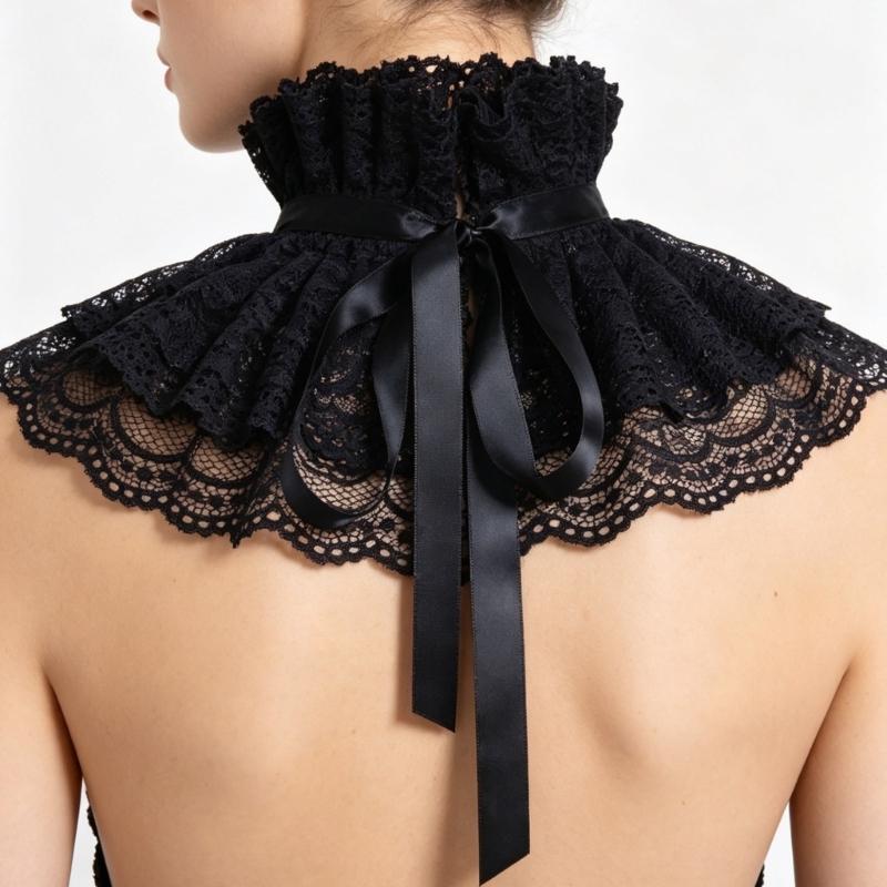 Medieval Detachable Pleated Collar Ruffle Collar Neckpiece Costume Props Neckwear Faux Collar For Historical Reenactment Stage Show